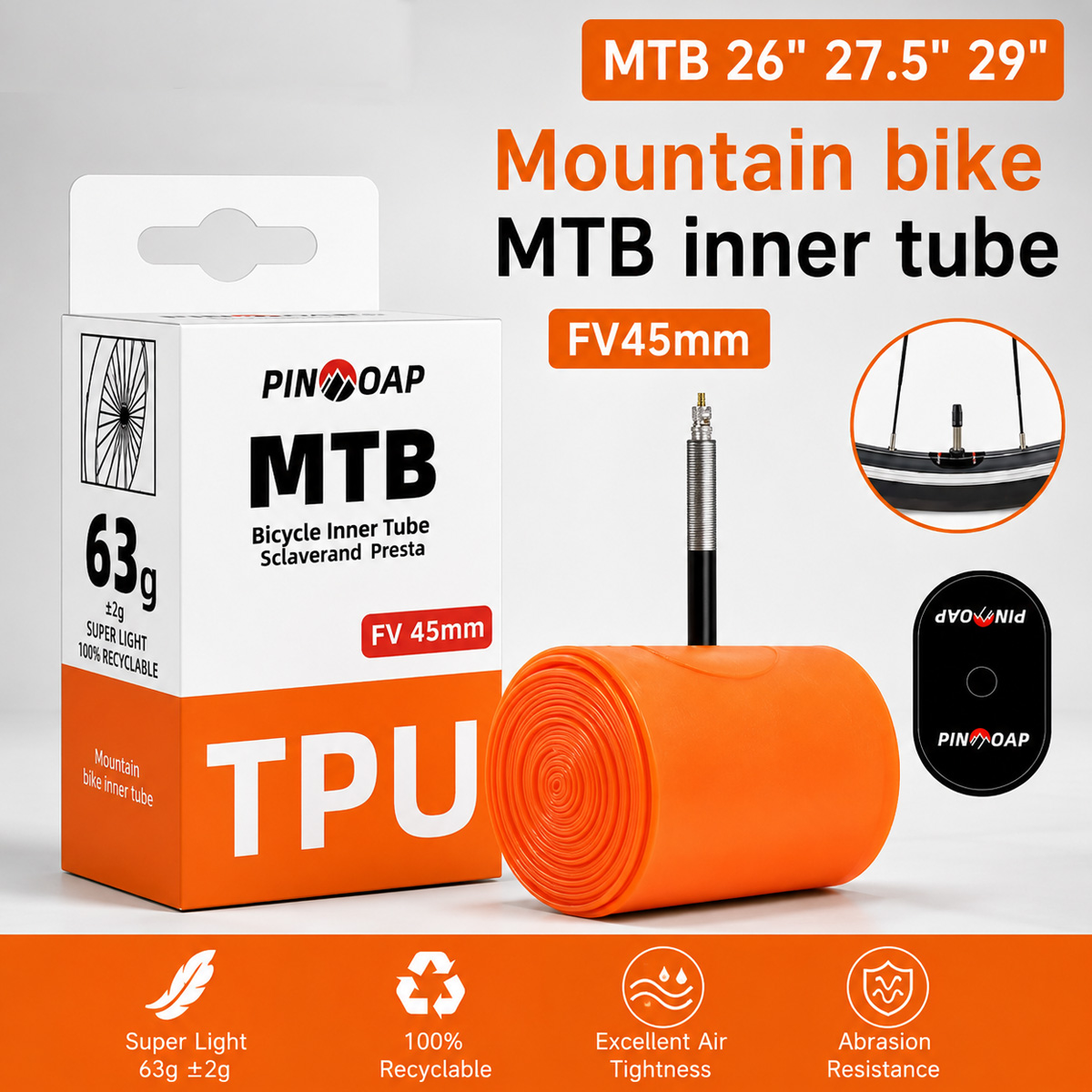 Mountain Biking Tube - 1 Stück Mountainbike-Schlauch MTB-Reifenschlauch Fahrrad-Ersatzschlauch Leichtgewicht