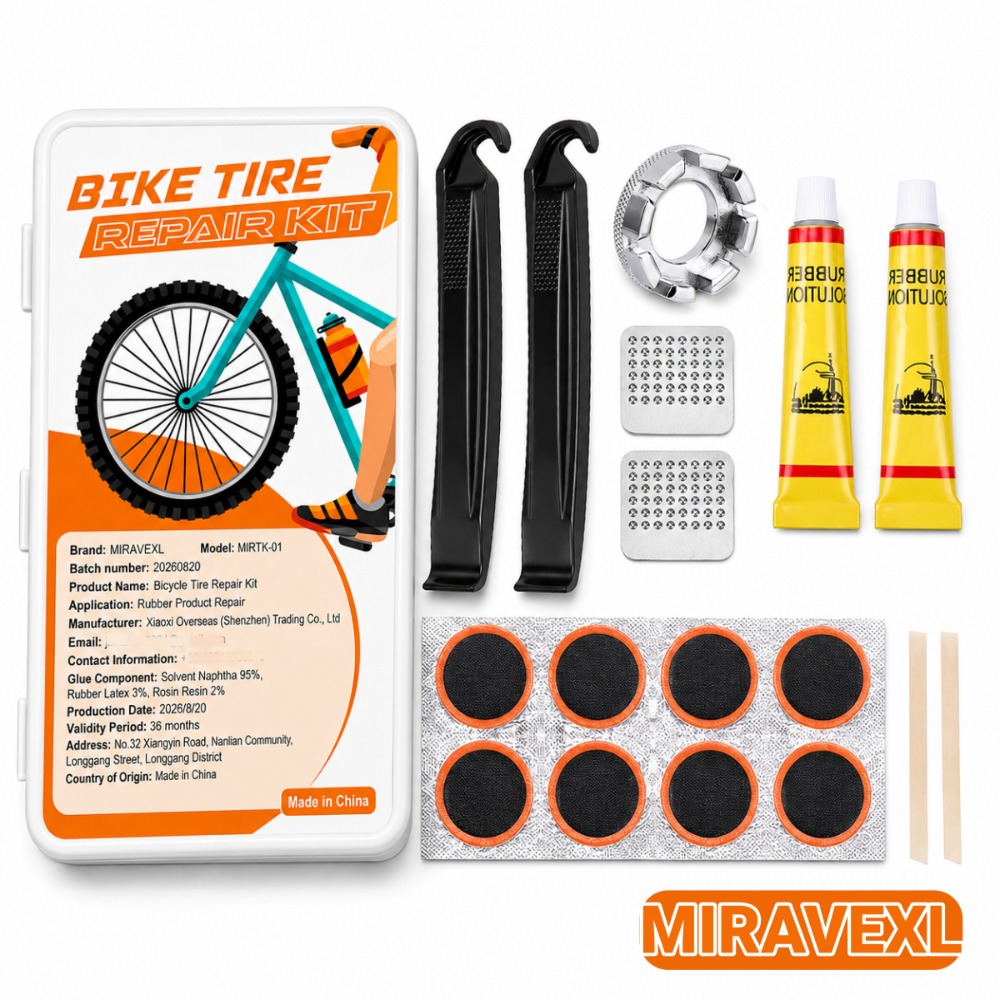 Mountain Biking Tube - Fahrrad-Reifenreparaturset, Fahrradschlauch-Reparaturset, Metallraspel und Reifenheber, Fahrrad-Patchset